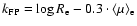 $k_{\rm FP}= \log R_{\rm e} - 0.3
\cdot \langle \mu \rangle_{\rm e}$