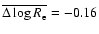 $\overline{\Delta \log R_{\rm e}}=-0.16$