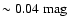 $\rm
\sim0.04~mag$