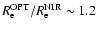 $R_{\rm e}^{\rm OPT}/R_{\rm e}^{\rm NIR} \sim1.2$