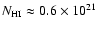 $N_{\rm HI} \approx 0.6\times10^{21}$