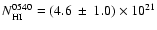 $N_{\rm HI}^{0540} = (4.6~\pm~1.0)\times 10^{21}$