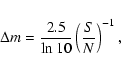 \begin{displaymath}\Delta m
=\frac{2.5}{\ln 10} \left( \frac{S}{N} \right)^{-1}
,
\end{displaymath}