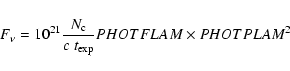 \begin{displaymath}F_{\nu} = 10^{21}\frac{N_{\rm c}}{c~t_{\rm exp}} PHOTFLAM \times PHOTPLAM^2
\end{displaymath}