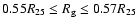 $0.55R_{\rm 25} \leq R_{\rm g} \leq 0.57R_{\rm 25}$
