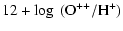$\displaystyle 12+ \log~ ({\rm O}^{++}/{\rm H}^+)$