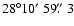 $28\degr10\hbox{$^\prime$ }59\hbox{$.\!\!^{\prime\prime}$ }3$