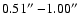 $0.51\hbox {$^{\prime \prime }$ }{-}1.00\hbox {$^{\prime \prime }$ }$
