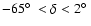 $-65\hbox{$^\circ$ }<\delta<2\hbox{$^\circ$ }$
