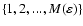 $\{1,2,...,M(\varepsilon)\}$