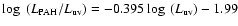 $\log~(L_{{\rm PAH}}/L_{{\rm uv}})
= -0.395 \log~(L_{{\rm uv}}) - 1.99$