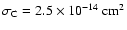 $\sigma_{\rm C} = 2.5 \times 10^{-14}~\hbox{cm}^2$