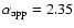 $\alpha_{\rm app}=2.35$