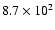 $8.7\times10^2$