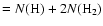 $= N({\rm H}) + 2 N({\rm H}_{2})$