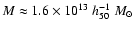 $M
\approx 1.6 \times 10^{13}~h^{-1}_{50}~ M_\odot$
