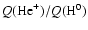 $Q({\rm He}^+)/Q({\rm H}^0)$
