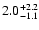 $\rm 2.0_{-1.1}^{+2.2}$