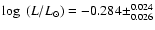 $\log~(L/L_{\odot})=-0.284 \pm ^{0.024} _{0.026}$