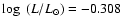 $\log ~(L/ L_{\odot}) = -0.308 $