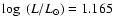$\log~ (L/ L_{\odot}) = 1.165 $