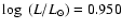 $\log~ ( L/ L_{\odot}) = 0.950$