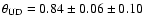 $\theta _{\rm UD} = 0.84 \pm 0.06 \pm 0.10$