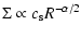 $\displaystyle \Sigma \propto c_{\rm s} R^{-\alpha/2}$