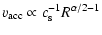 $\displaystyle v_{\rm acc} \propto c_{\rm s}^{-1} R^{\alpha/2 -1}$