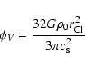 \begin{displaymath}\phi_V = \frac{32 G \rho_0 r_{\rm Cl}^2}{3 \pi c_{\rm s}^2}
\end{displaymath}