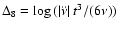 $\Delta_8 = \log{(\vert\ddot\nu\vert~t^3/(6\nu))}$