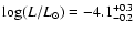 $\log
(L/L_\odot) = -4.1^{+0.3}_{-0.2}$