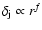 $\delta_{\rm j} \propto r^{f}$