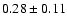 $ 0.28\pm0.11$