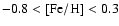 $-0.8<\rm [Fe/H] < 0.3$
