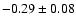 $ -0.29 \pm 0.08 $