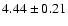 $ 4.44\pm0.21 $