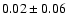 $ 0.02 \pm0.06 $