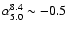 $\alpha_{5.0}^{8.4}\sim -0.5$