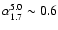 $\alpha_{1.7}^{5.0}\sim0.6$