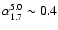 $\alpha_{1.7}^{5.0}\sim0.4$