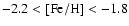 $-2.2 < {\rm [Fe/H]} <-1.8$