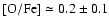 ${\rm [O/Fe] }\simeq 0.2\pm 0.1$