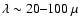 $\lambda \sim 20\mbox{--}100~\mu$