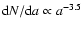 ${\rm d}N/{\rm d}a \propto a^{-3.5}$
