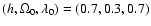 $(h,\Omega_0,\lambda_0)=(0.7,0.3,0.7)$