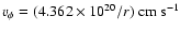 $v_{\phi} = (4.362 \times 10^{20}/r)~{\rm cm}~{\rm s}^{-1}$