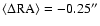 $\langle \Delta\rm RA\rangle =
-0.25^{\prime\prime}$