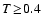 $T \! \geq \! 0.4$