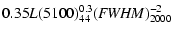 $\displaystyle 0.35 {\it L}(5100)_{44}^{0.3} {\it (FWHM)}_{2000}^{-2}$